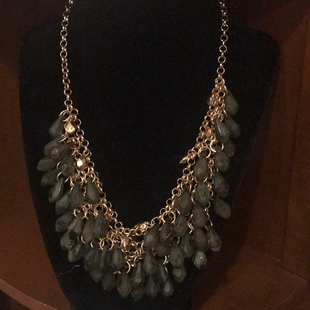 Green and gold statement necklace